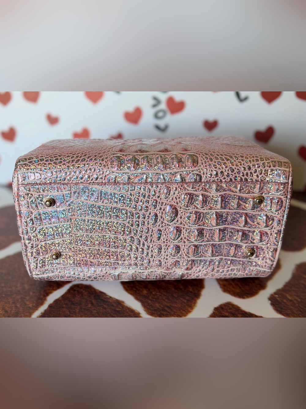 Brahmin Pixie Dust Stacy Satchel Limited Edition Pink Sparkle EUC FIRM - Picture 12 of 16